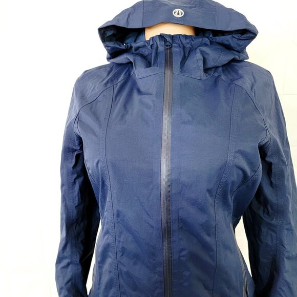 Lululemon Women's Inkwell Blue Long Sleeve Right As Rain Parka Jacket Size 8 - Picture 3 of 8
